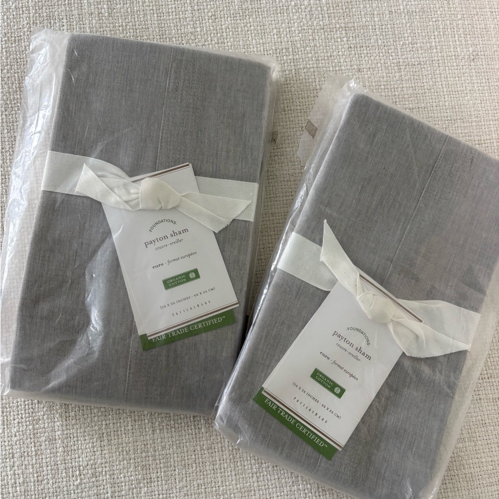 Pottery Barn Organic Cotton Gray Euro Sham